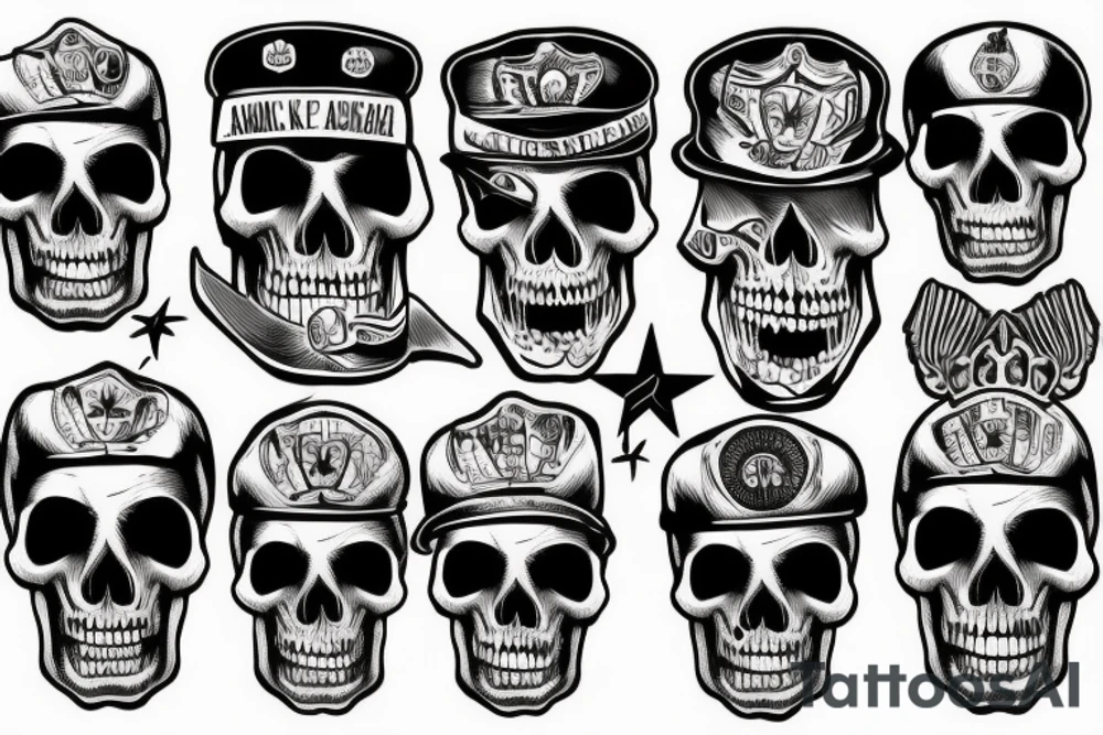 skull with army hat tattoo idea