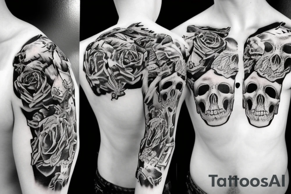 skull with army hat tattoo idea