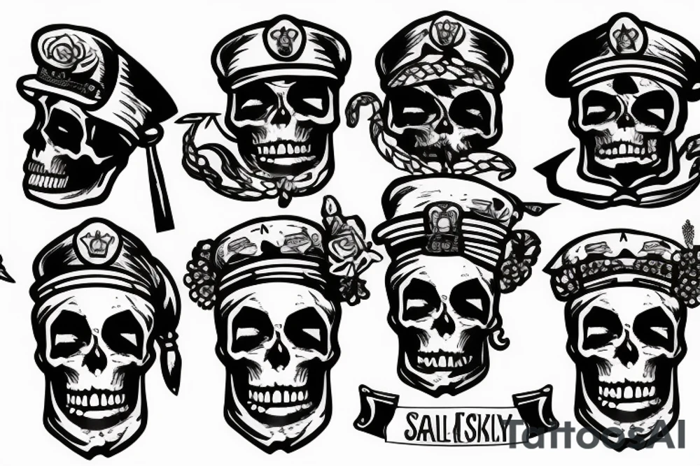 skull with army hat tattoo idea