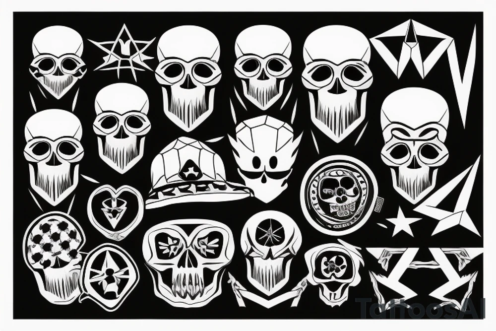 skull with army hat tattoo idea