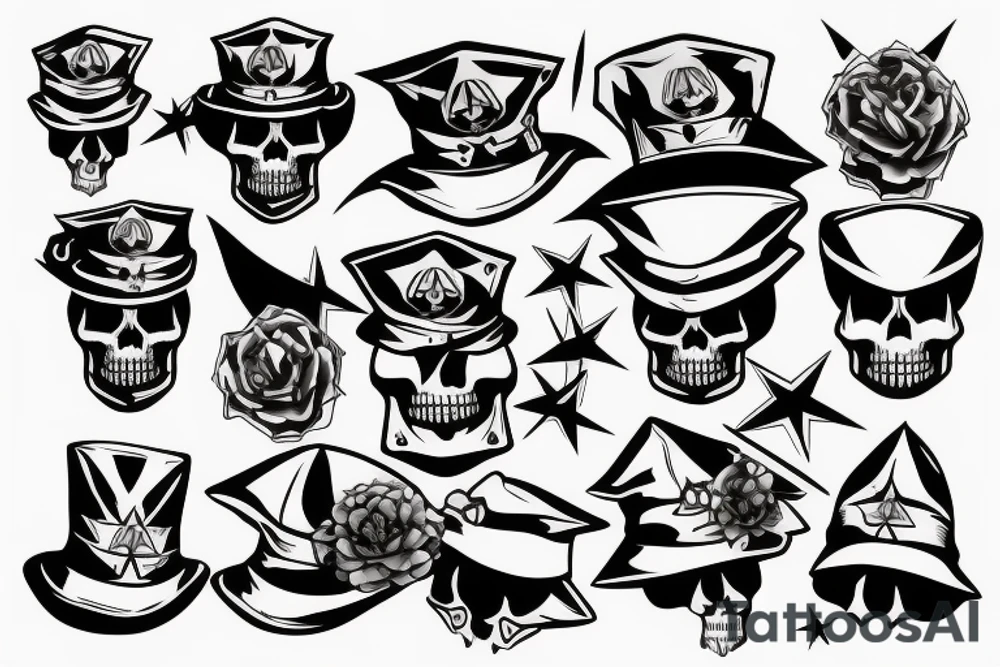 skull with army hat tattoo idea