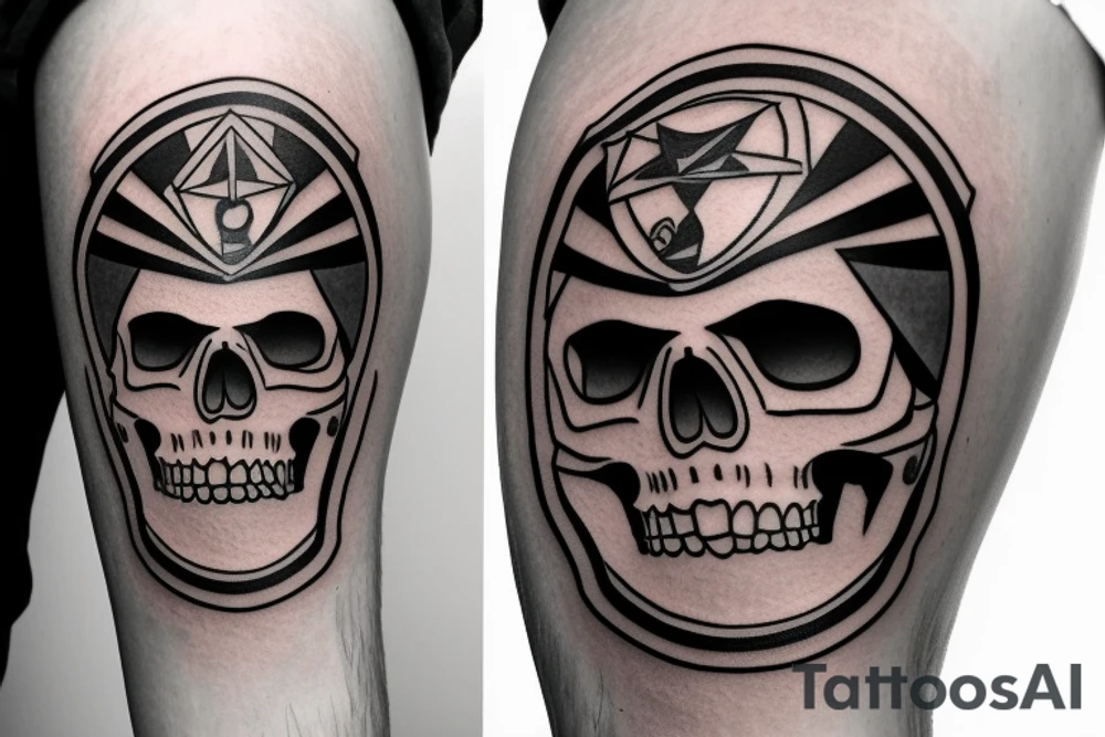 skull with army hat tattoo idea