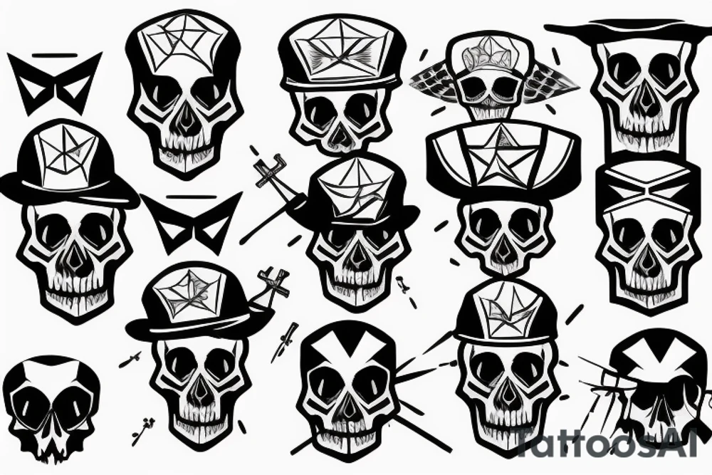 skull with army hat tattoo idea