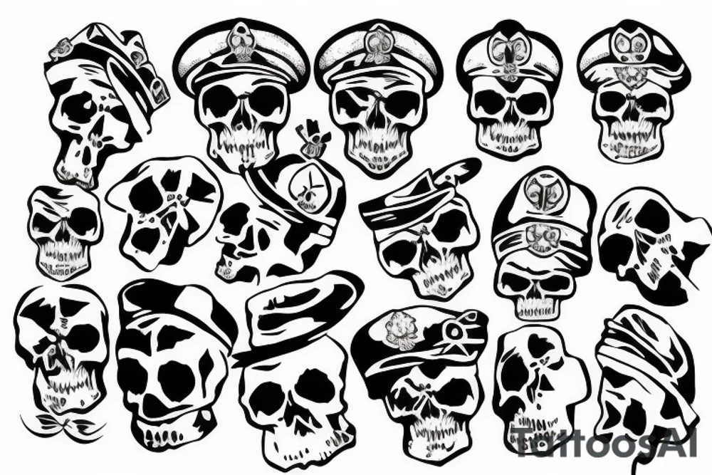 skull with army hat tattoo idea