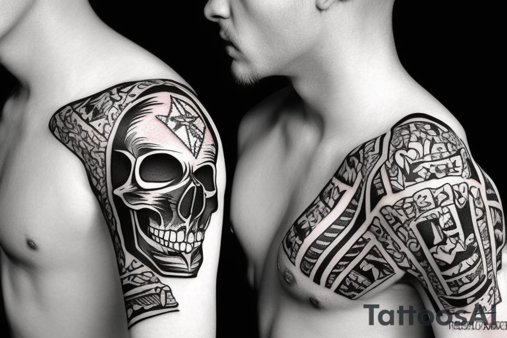 skull with army hat tattoo idea