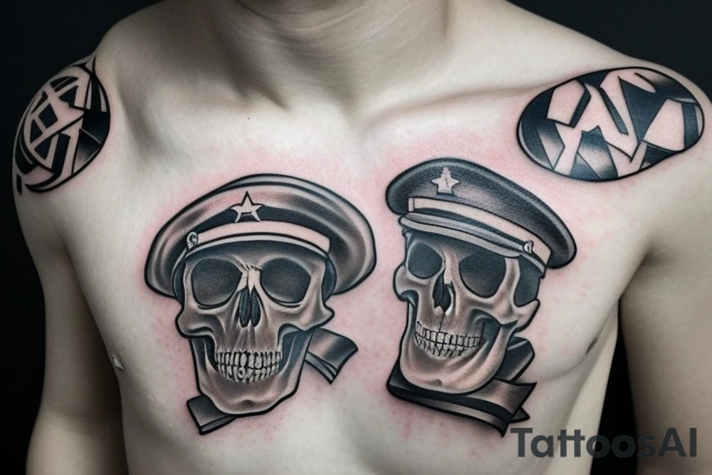 skull with army hat tattoo idea