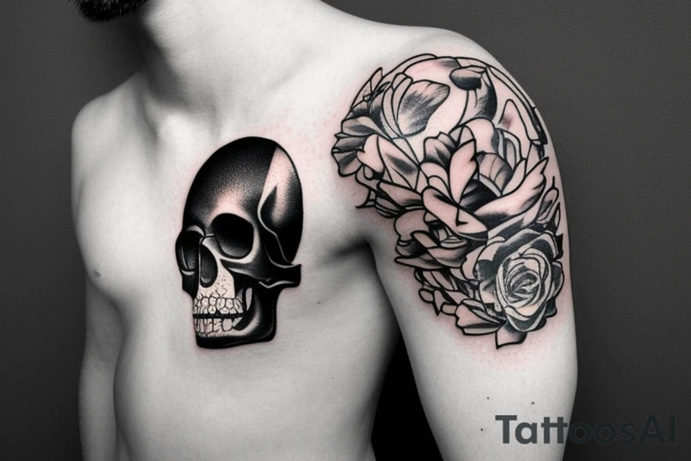 skull with army hat tattoo idea