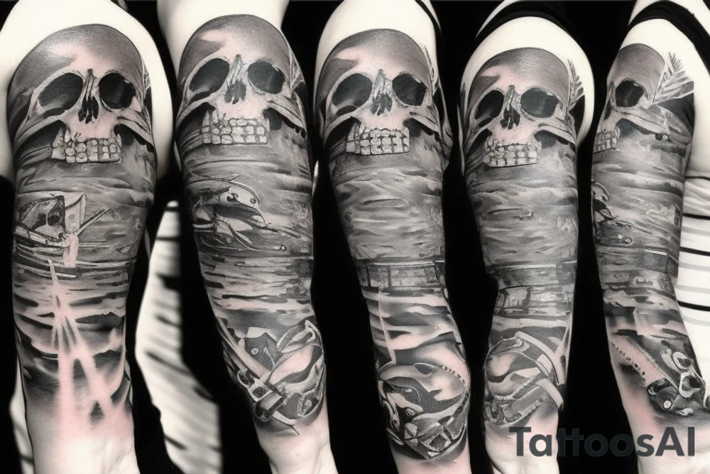 skull with army hat tattoo idea