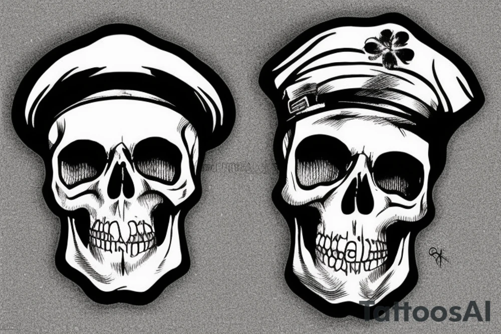 skull with army hat tattoo idea