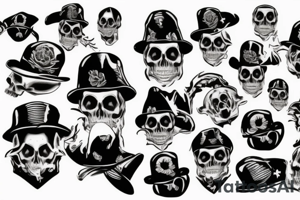 skull with army hat tattoo idea