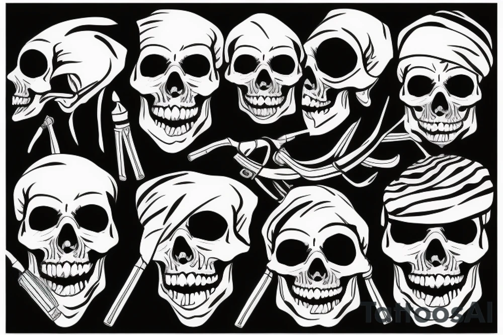 skull with army hat tattoo idea