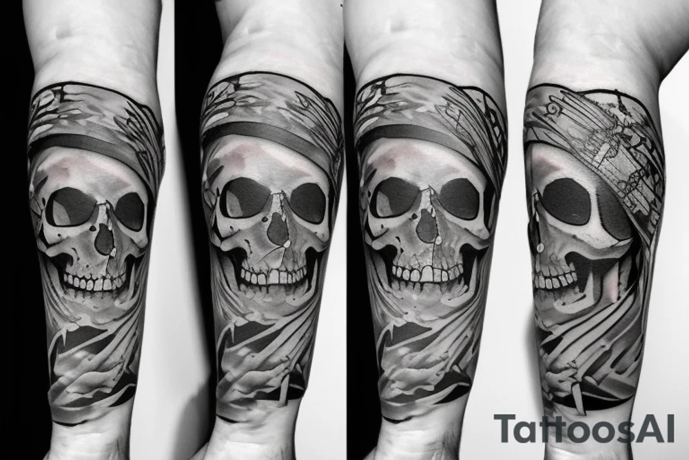 skull with army hat tattoo idea