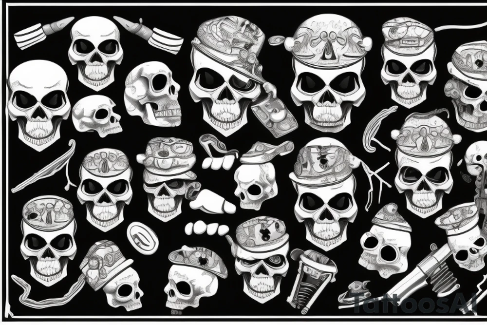 skull with army hat tattoo idea