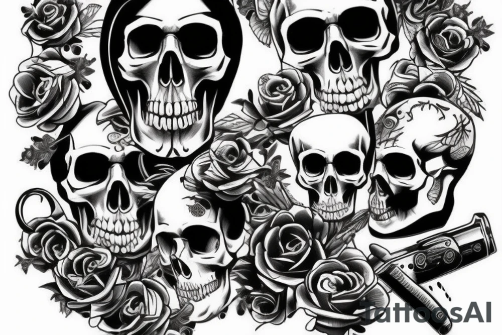 skull with army hat tattoo idea