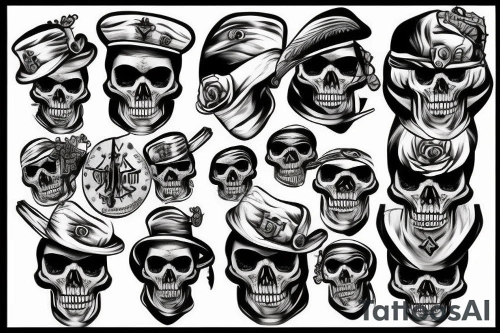 skull with army hat tattoo idea