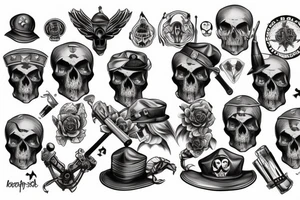 skull with army hat tattoo idea