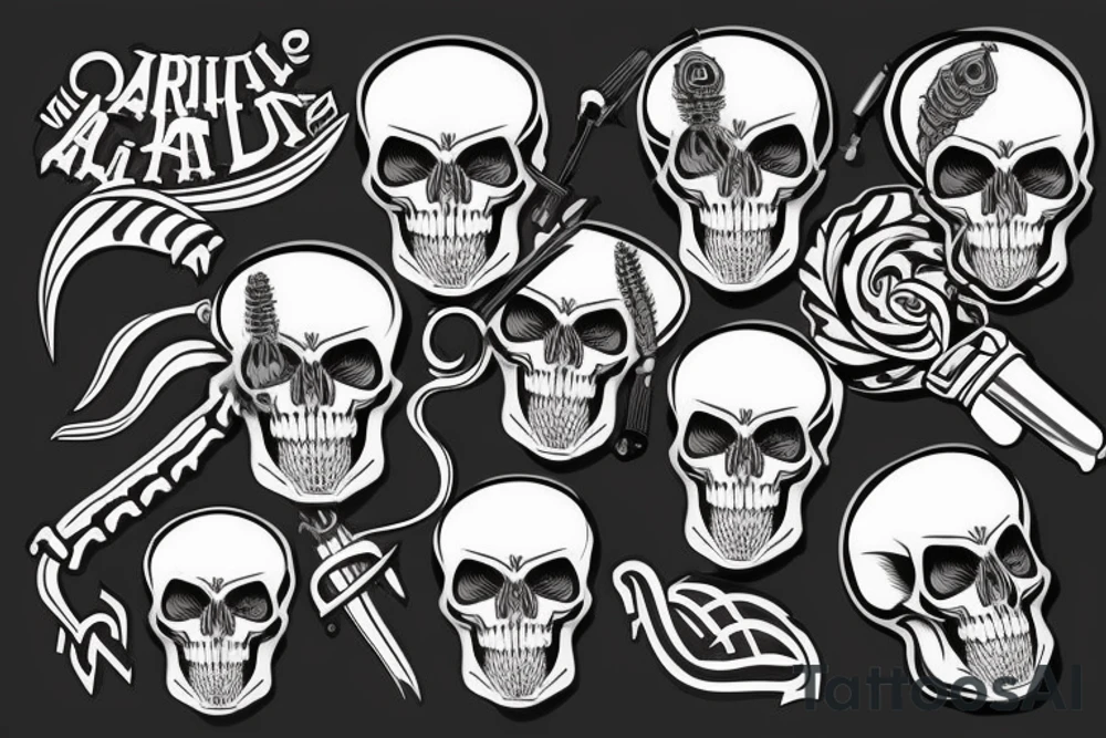 skull with army hat tattoo idea