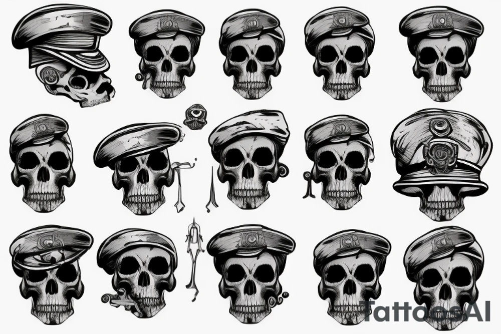 skull with army beret tattoo idea