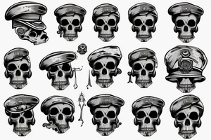 skull with army beret tattoo idea