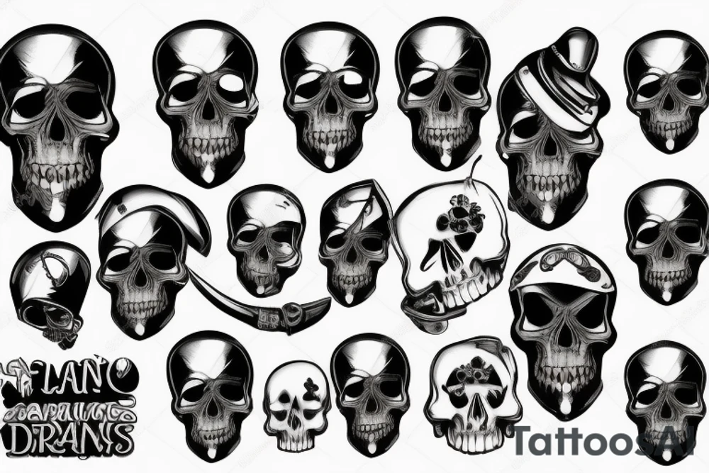 skull with army beret tattoo idea
