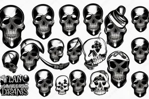 skull with army beret tattoo idea