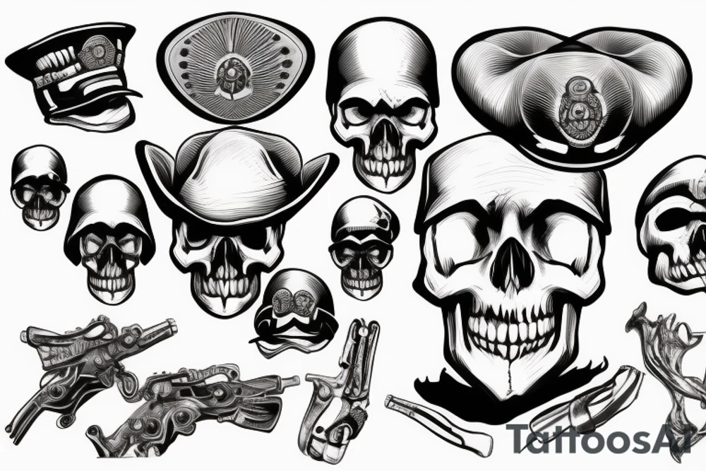 skull with army beret tattoo idea