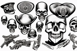 skull with army beret tattoo idea