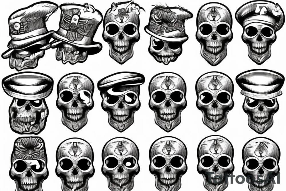 skull with army beret tattoo idea