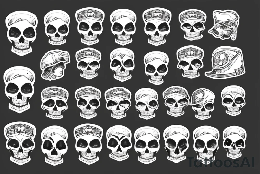 skull with army beret tattoo idea