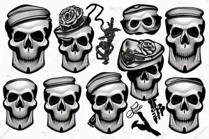 skull with army beret tattoo idea