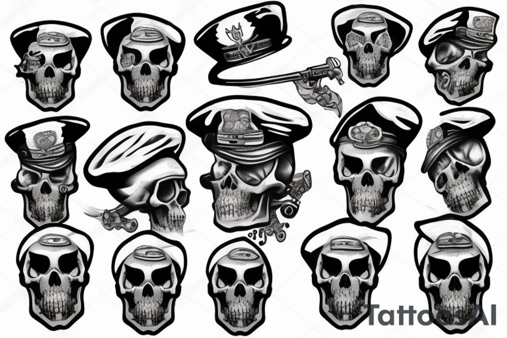 skull with army beret tattoo idea