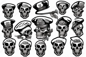 skull with army beret tattoo idea