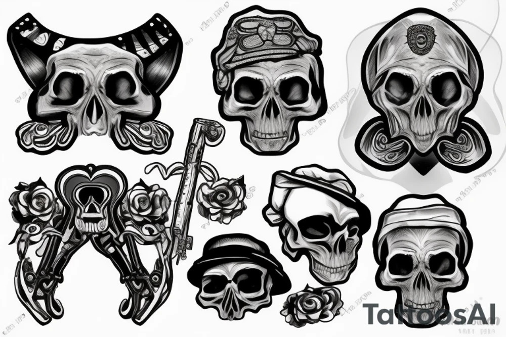 skull with army beret tattoo idea