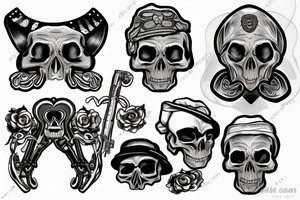 skull with army beret tattoo idea