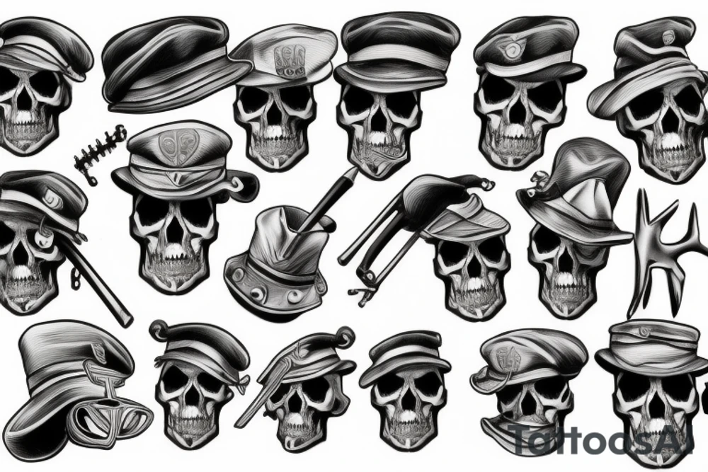skull with army beret tattoo idea