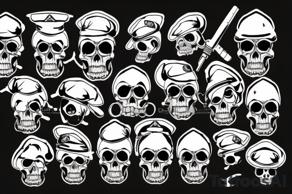 skull with army beret tattoo idea