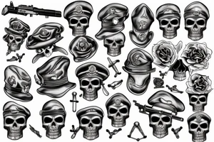 skull with army beret tattoo idea