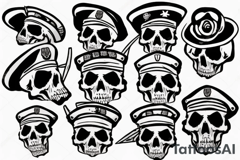 skull with army beret tattoo idea
