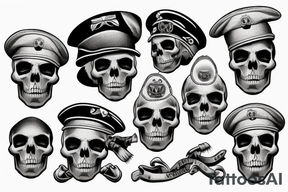skull with army beret tattoo idea