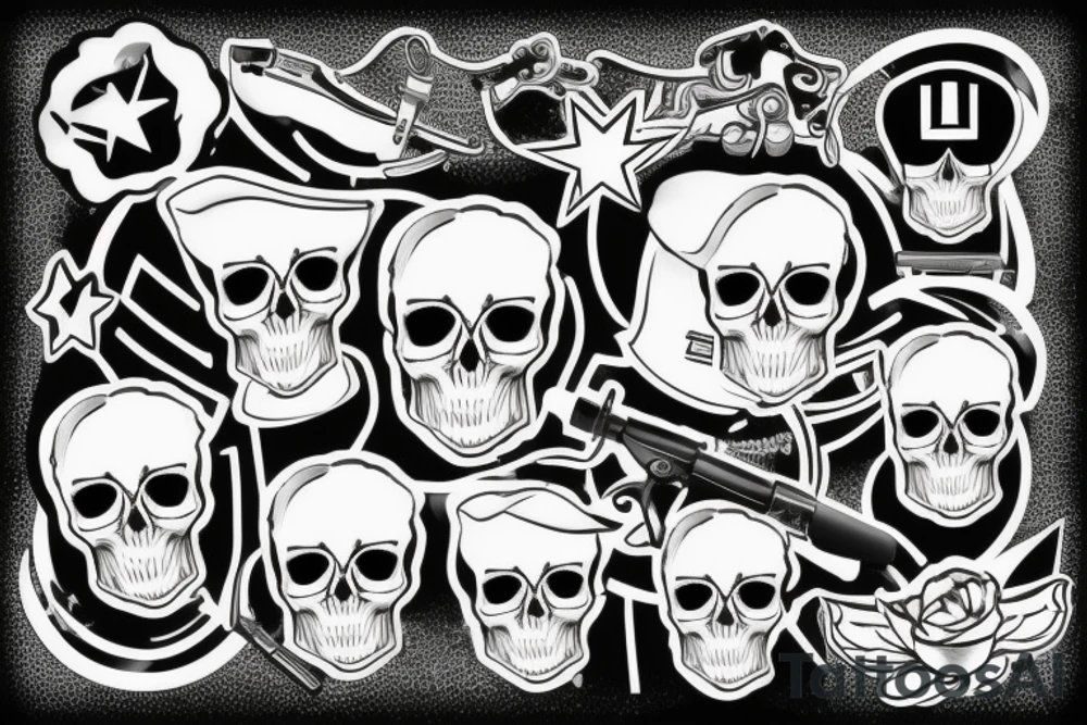 skull with army beret tattoo idea