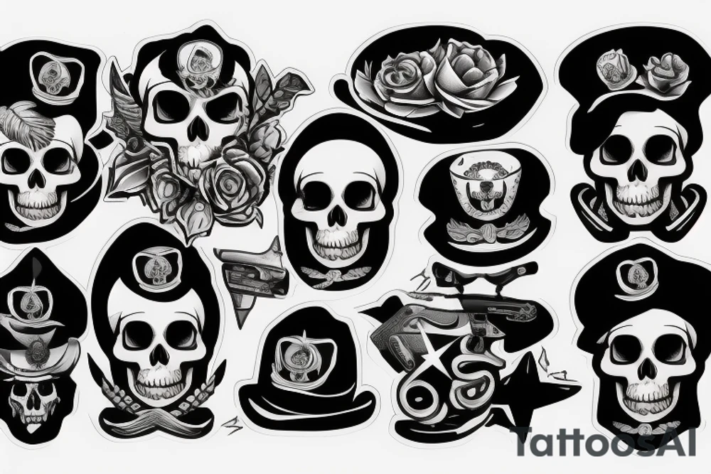 skull with army beret tattoo idea