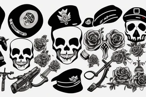 skull with army beret tattoo idea