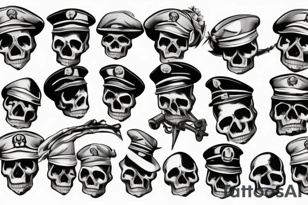skull with army beret tattoo idea