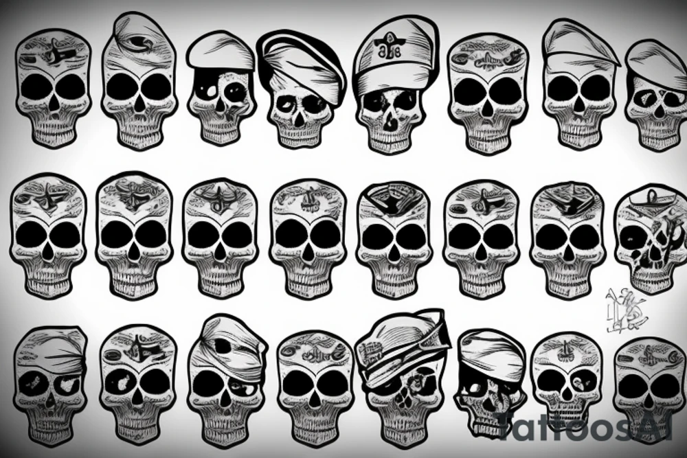 skull with army beret tattoo idea