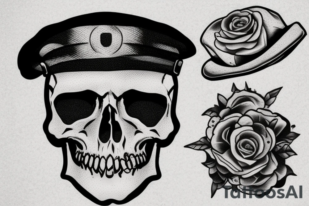 skull with army beret tattoo idea