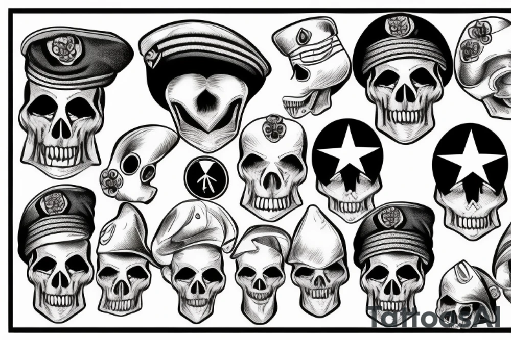 skull with army beret tattoo idea