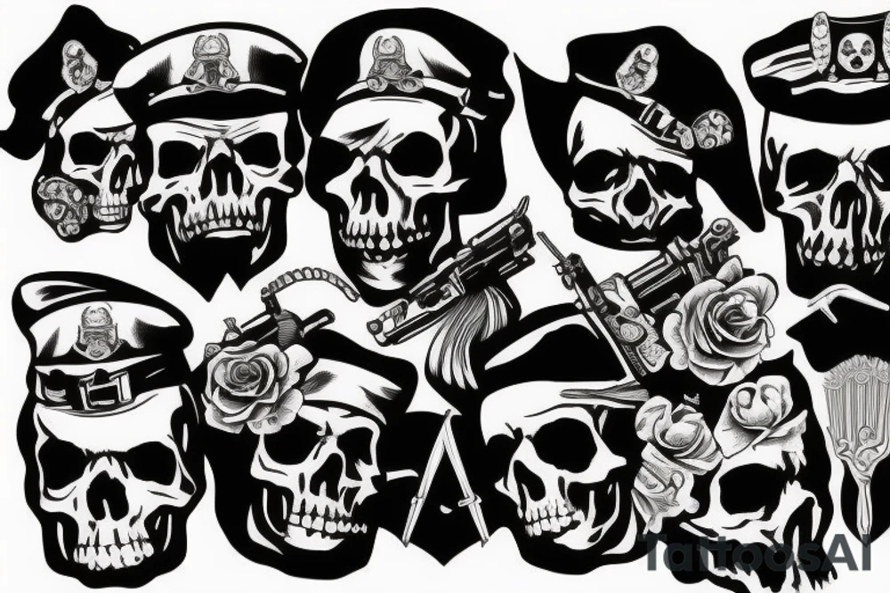 skull with army beret tattoo idea