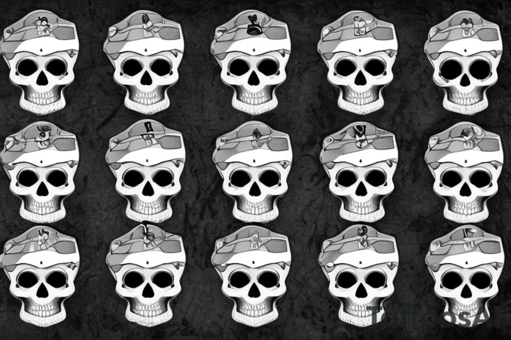 skull with army beret tattoo idea