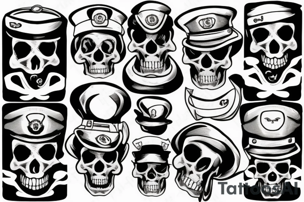 skull with army beret tattoo idea