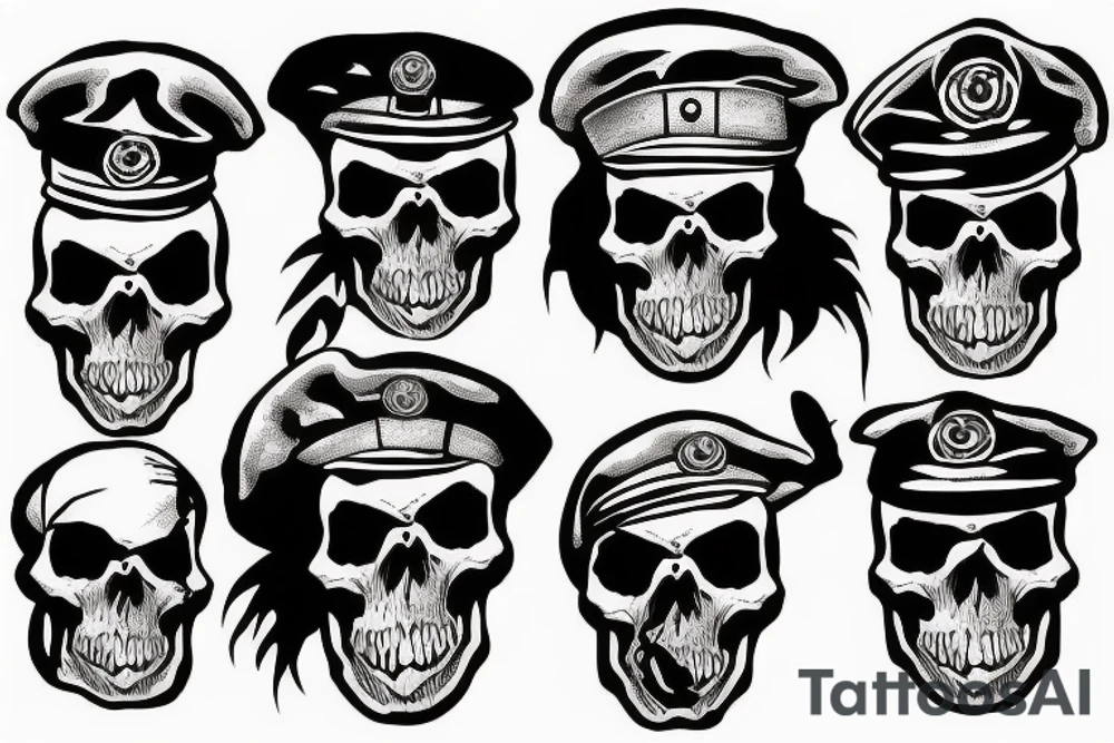 skull with army beret tattoo idea